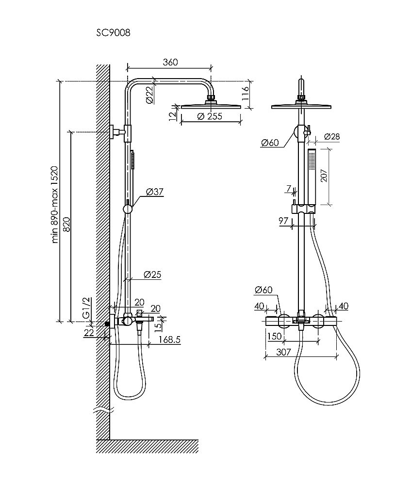 Душевая система Sancos Etna SC9008GG вороненая сталь купить в интернет-магазине сантехники Sanbest