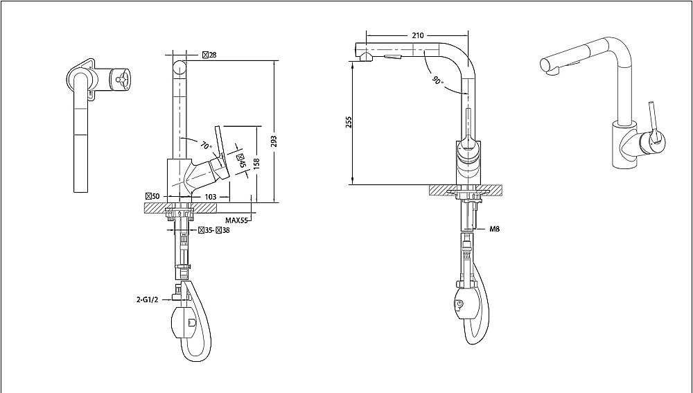 Смеситель для кухни Bravat AFFABILITY F7172217CP-3 хром купить в интернет-магазине сантехники Sanbest