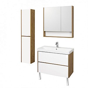 Тумба с раковиной Акватон Сканди 80 белая/дуб рустикальный для ванной в интернет-магазине Sanbest