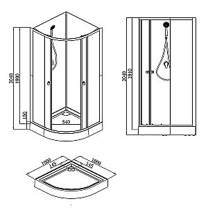 Душевая кабина Loranto NEO CS-21800-100 100x100 прозрачное стекло/профиль черный матовый купить в интернет-магазине Sanbest