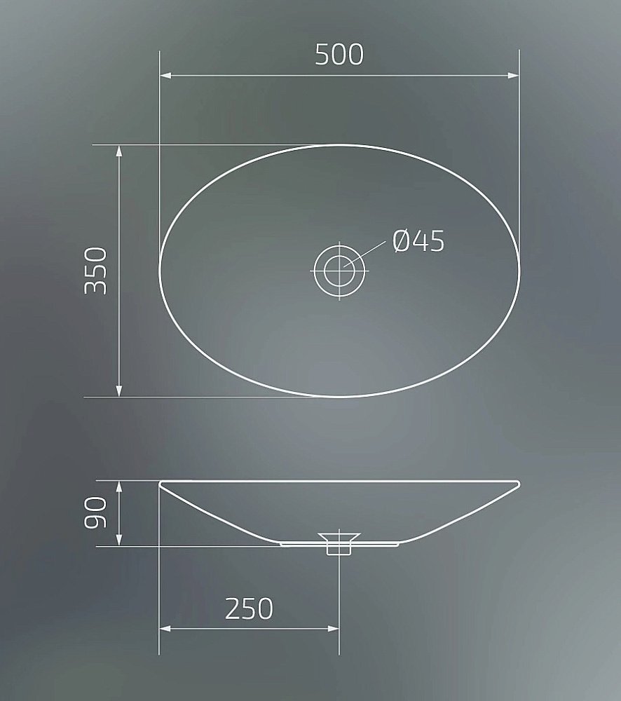 Раковина накладная Gid Lago 50 N9022 51110 белая купить в интернет-магазине сантехники Sanbest