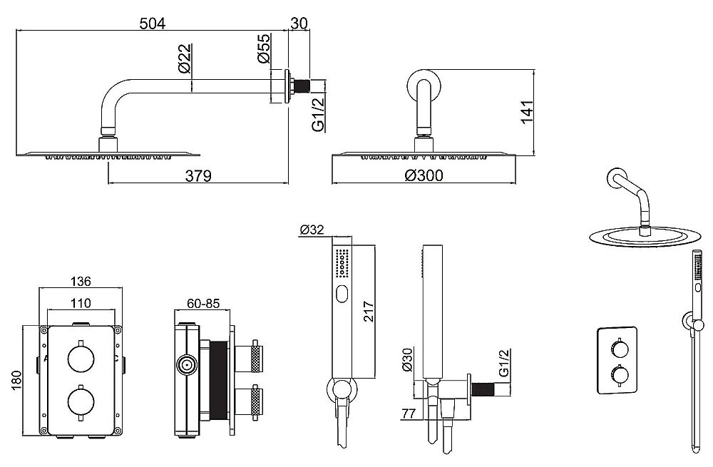 Душевая система Allen Brau Priority 5.31013-00 купить в интернет-магазине сантехники Sanbest