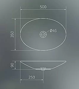 Раковина накладная Gid Lago 50 N9022 51110 белая купить в интернет-магазине сантехники Sanbest