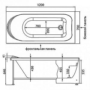 Акриловая ванна Aquanet West 120x70 205558 с к/с купить в интернет-магазине Sanbest