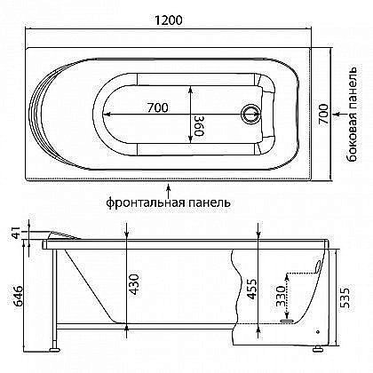 Акриловая ванна Aquanet West 120x70 205558 с к/с купить в интернет-магазине Sanbest