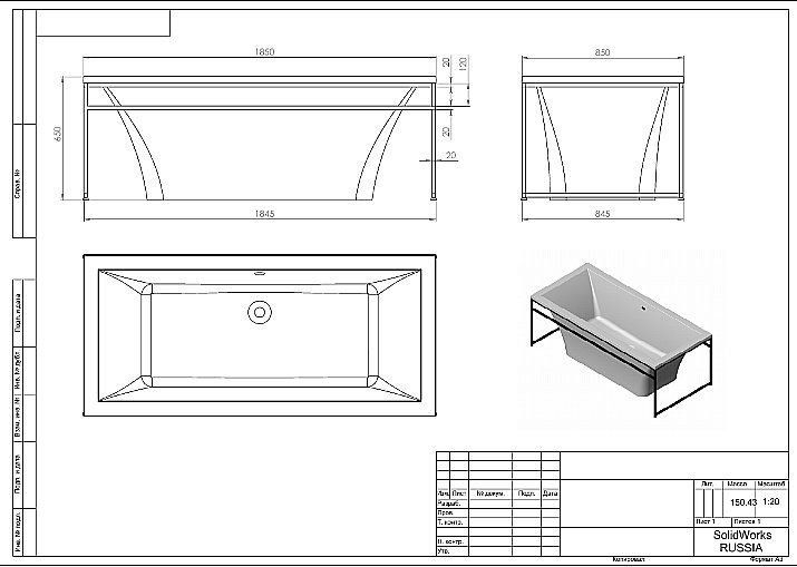 Ванна Astra-Form Лотус 185х85 купить в интернет-магазине Sanbest