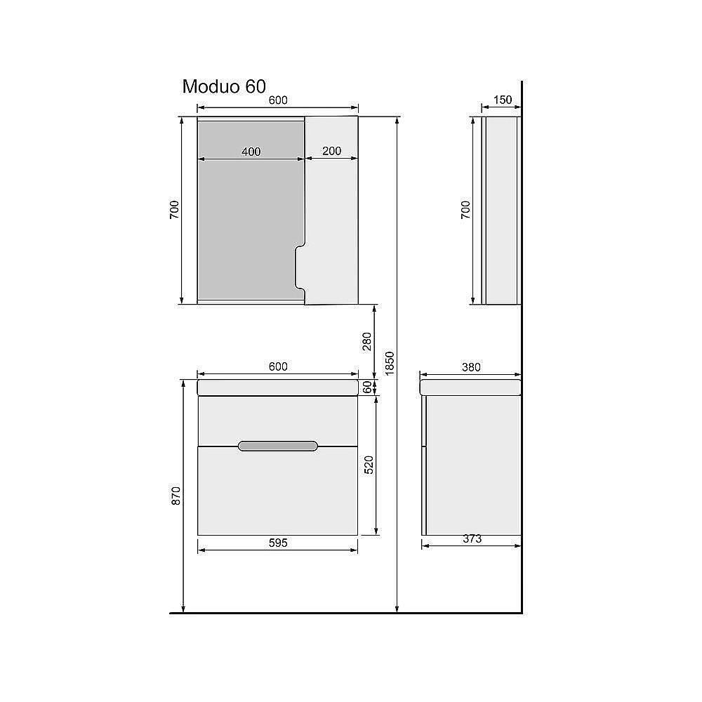 Тумба с раковиной Jorno Moduo Slim 60 для ванной в интернет-магазине Sanbest