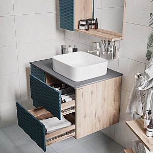 Тумба с раковиной подвесная Grossman АЛЬБА 80 Веллингтон/бриз для ванной в интернет-магазине Sanbest