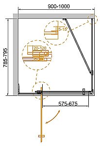 Душевой уголок Cezares Slider 80x100 AH-1-80-90/100-BR-GM стекло бронза/профиль матовая оружейная сталь купить в интернет-магазине Sanbest