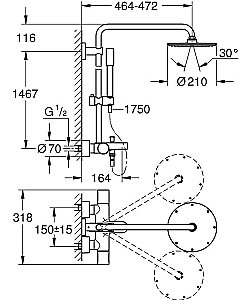 Душевая система Grohe Rainshower System 27641000 купить в интернет-магазине сантехники Sanbest