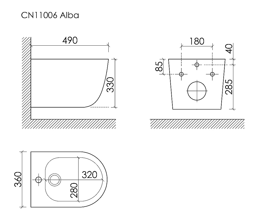 Биде подвесное Ceramica Nova Alba CN11006 белое купить в интернет-магазине Sanbest