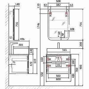 Зеркальный шкаф Jorno Bosko 50 Bos.03.50/W белый купить в интернет-магазине сантехники Sanbest