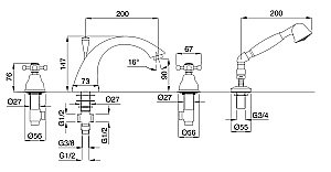 Смеситель на борт ванны на 4 отв. Migliore Lady ML.LAD-981 бронза купить в интернет-магазине сантехники Sanbest