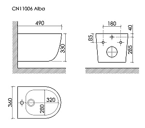 Биде подвесное Ceramica Nova Alba CN11006 белое купить в интернет-магазине Sanbest