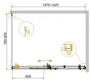 Душевой уголок Cezares STYLUS-SOFT-AH-1 140x80 купить в интернет-магазине Sanbest