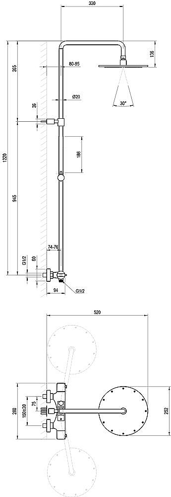 Душевая система Ravak Espirit X070498 розовое золото купить в интернет-магазине сантехники Sanbest
