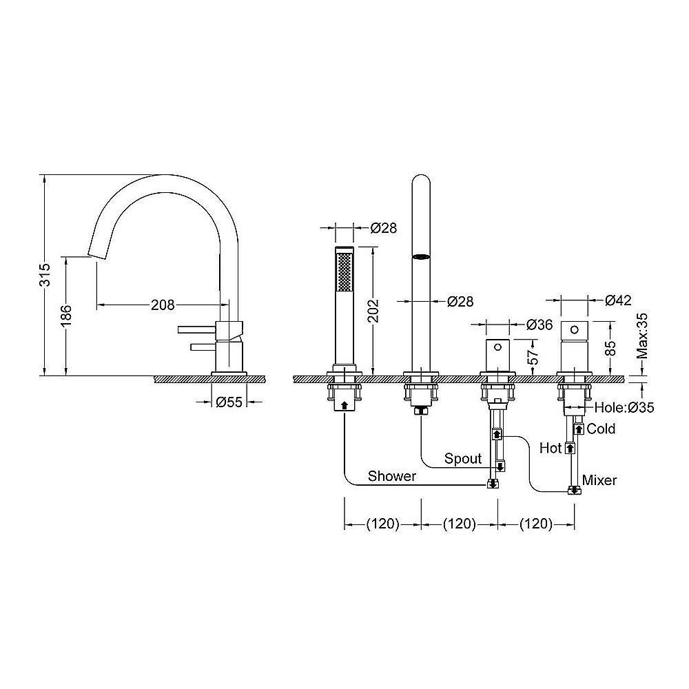 Смеситель для ванны Timo Saona 2320/17Y золото матовое купить в интернет-магазине сантехники Sanbest