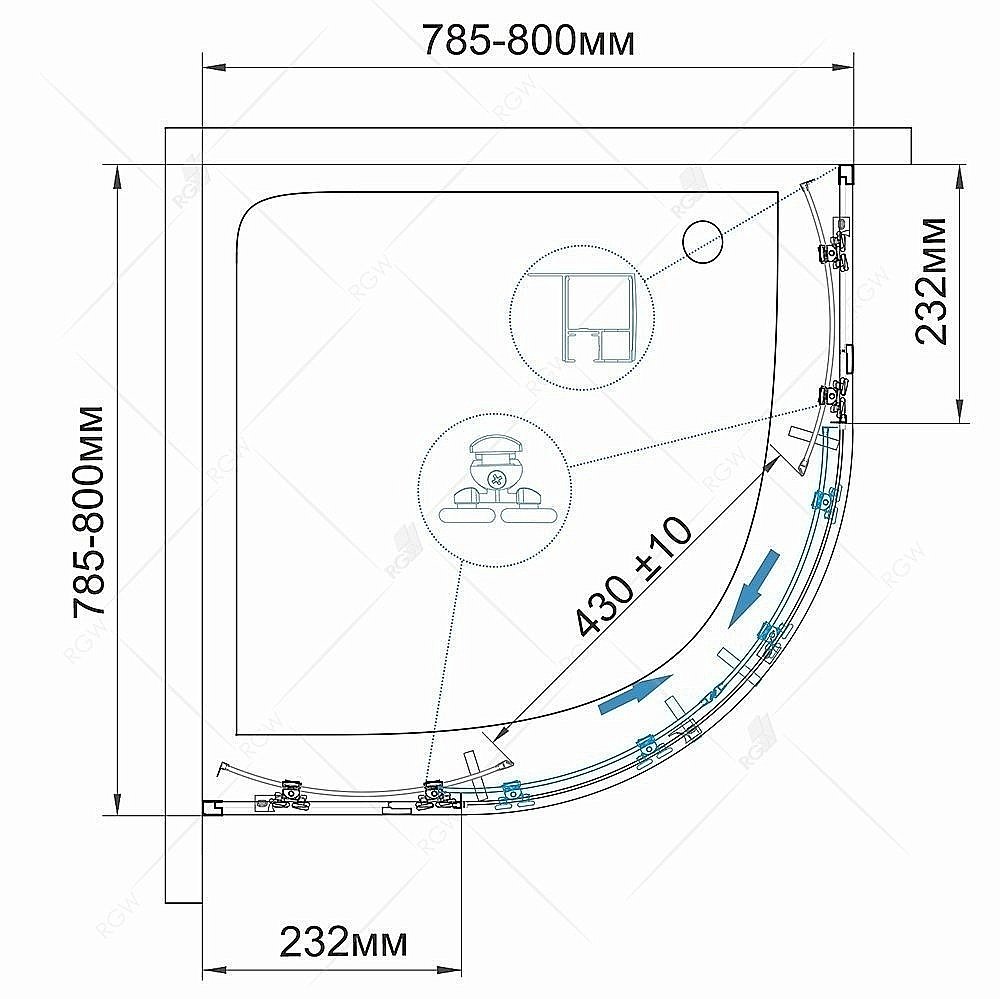 Душевой уголок RGW Classic CL-53 80x80 купить в интернет-магазине Sanbest