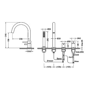 Смеситель для ванны Timo Saona 2320/17Y золото матовое купить в интернет-магазине сантехники Sanbest