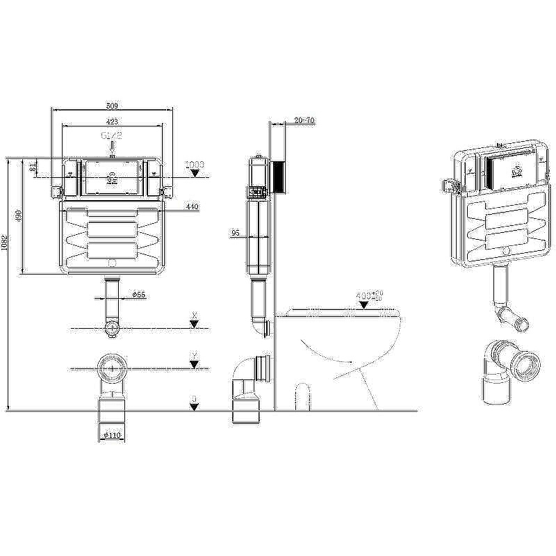 Смывной бачок скрытого монтажа Allen Brau Pneumatic 9.11104.20 купить в интернет-магазине сантехники Sanbest