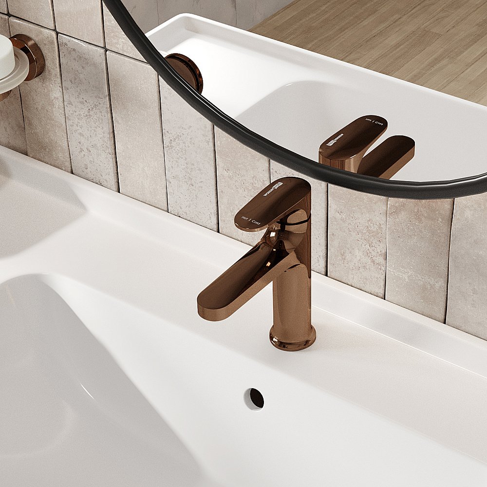 Смеситель для раковины WasserKRAFT Asphe 7700 7703 розовое золото купить в интернет-магазине сантехники Sanbest