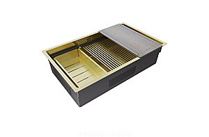 Кухонная мойка Paulmark NEXT-MULTI SINK 74 UNI PM787445-LG светлое золото купить в интернет-магазине сантехники Sanbest