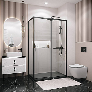 Душевой уголок Grossman Style 110х100 120.K33.05.1110.21.00 стекло прозрачное/профиль черный матовый купить в интернет-магазине Sanbest