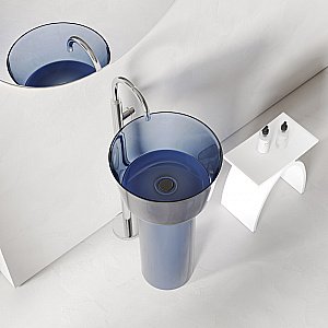 Раковина отдельностоящая прозрачная ABBER Kristall AT2702Saphir синяя купить в интернет-магазине Sanbest