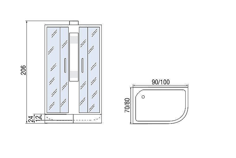 Душевая кабина Мономах МЗ 24 100x80 без крыши купить в интернет-магазине Sanbest