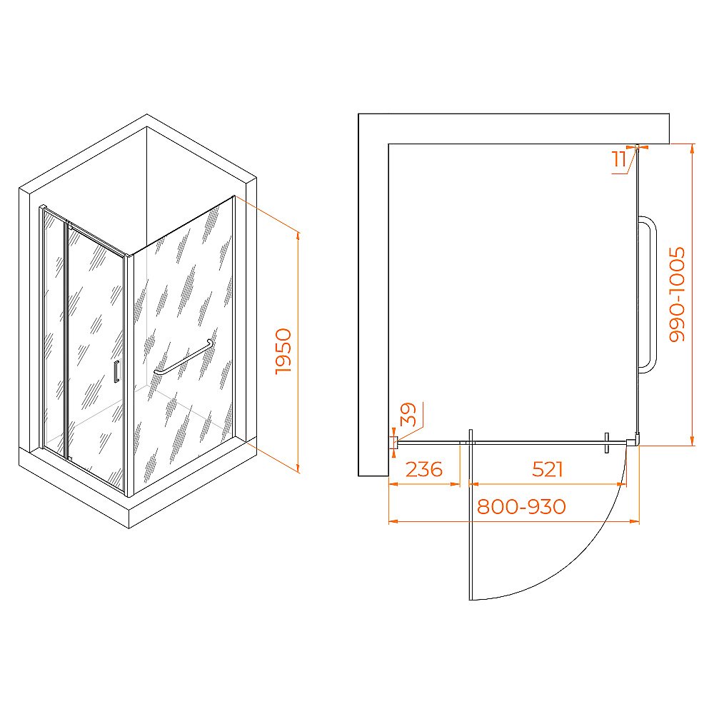 Душевой уголок RGW Passage PA-078-1 (PA-008 + Z-060-2) 80х100 3508078180-11 стекло прозрачное/профиль хром купить в интернет-магазине Sanbest