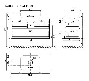 Тумба с раковиной Sancos SNOB T 100 со столешницей, бежевая матовая для ванной в интернет-магазине Sanbest