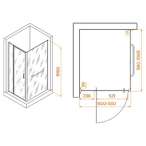 Душевой уголок RGW Passage PA-078-1 (PA-008 + Z-060-2) 80х100 3508078180-11 стекло прозрачное/профиль хром купить в интернет-магазине Sanbest