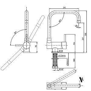Смеситель для кухни PAINI Cox 78CR582KM хром купить в интернет-магазине сантехники Sanbest