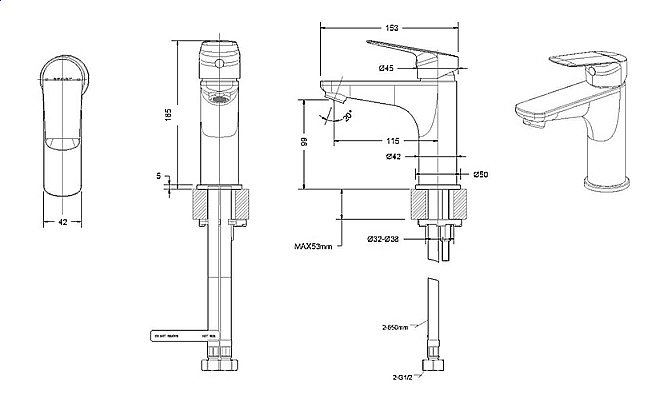Смеситель для раковины Bravat Rhein F1429564CP-9-ENG купить в интернет-магазине сантехники Sanbest