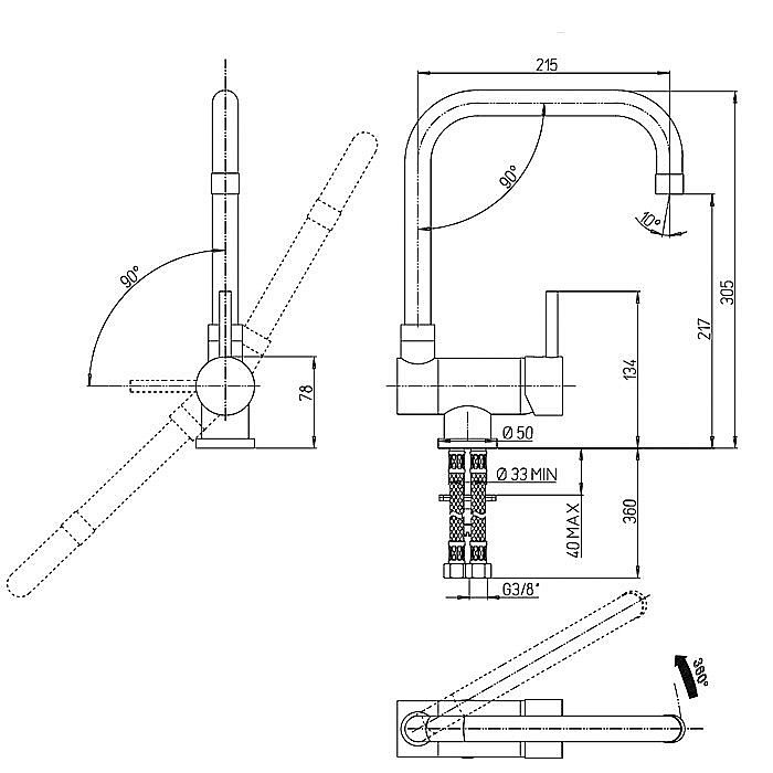 Смеситель для кухни PAINI Cox 78CR582KM хром купить в интернет-магазине сантехники Sanbest