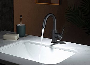 Смеситель для раковины Европа AQ1307MB черный матовый, без донного клапана купить в интернет-магазине сантехники Sanbest