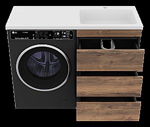 Тумба с раковиной Misty Коломбо - 60 П-Кол06060-0113Я (Раковина Гавана 120) темное дерево/серый для ванной в интернет-магазине Sanbest