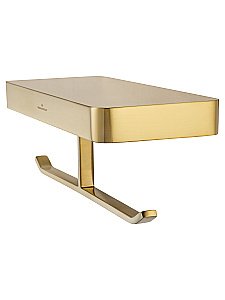 Двойной держатель для туалетной бумаги с полкой WONZON & WOGHAND LOTTE, Брашированное золото (WW-8356-BG) купить в интернет-магазине сантехники Sanbest