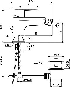 Cмеситель для биде Ideal Standard CERAFINE O BC705XG купить в интернет-магазине сантехники Sanbest