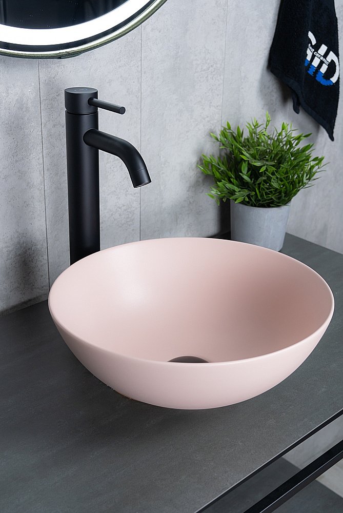 Раковина накладная Gid 9081pkm розовая матовая купить в интернет-магазине Sanbest