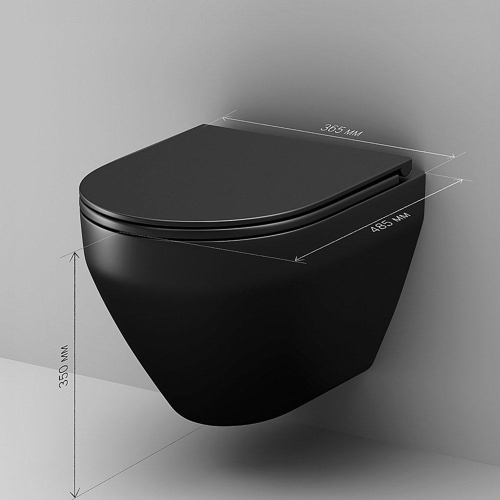 Унитаз подвесной AM.PM Spirit V2.0 C701700MBSC черный матовый, безободковый купить в интернет-магазине Sanbest