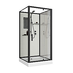 Душевая кабина Niagara Standart ST80/15Q/BL/BK 80х80 без крыши, профиль черный матовый/стекло прозрачное купить в интернет-магазине Sanbest