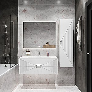 Тумба с раковиной подвесная Grossman ЛУКСОР 100 с 2-я ящ, белая матовая для ванной в интернет-магазине Sanbest