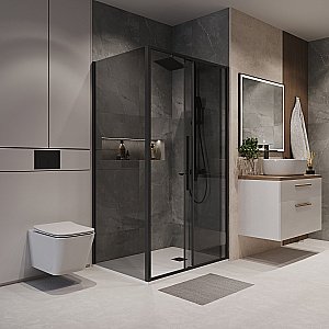 Душевой уголок Niagara Nova NG-85-14TB/NG-TB100-34 140х100 стекло тонированное/профиль черный матовый купить в интернет-магазине Sanbest