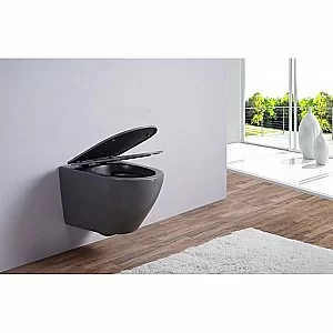 Унитаз подвесной Esbano AZALEA ESUPAZALGM безободковый, с крышкой микролифт, матовый серый купить в интернет-магазине Sanbest