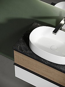 Тумба с раковиной Sancos DELTA 80 со столешницей, дуб светлый/белая для ванной в интернет-магазине Sanbest