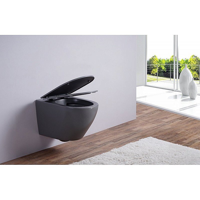 Унитаз подвесной Esbano AZALEA ESUPAZALGM безободковый, с крышкой микролифт, матовый серый купить в интернет-магазине Sanbest