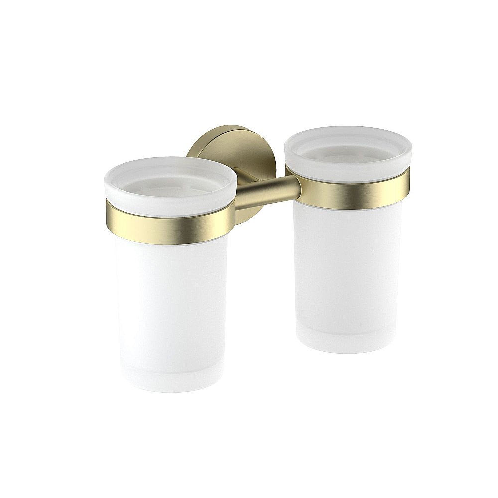 Стакан двойной Aquatek Европа AQ4117BG стекло матовое/золото шлифованное купить в интернет-магазине сантехники Sanbest