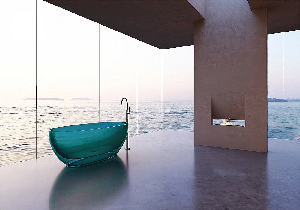 Ванна Abber Kristall AT9703Aquamarin 170x75 бирюзовая прозрачная купить в интернет-магазине Sanbest