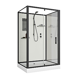 Душевая кабина Niagara Standart ST100/80/15Q/BL/BK 100х80 без крыши, профиль черный матовый/стекло прозрачное купить в интернет-магазине Sanbest